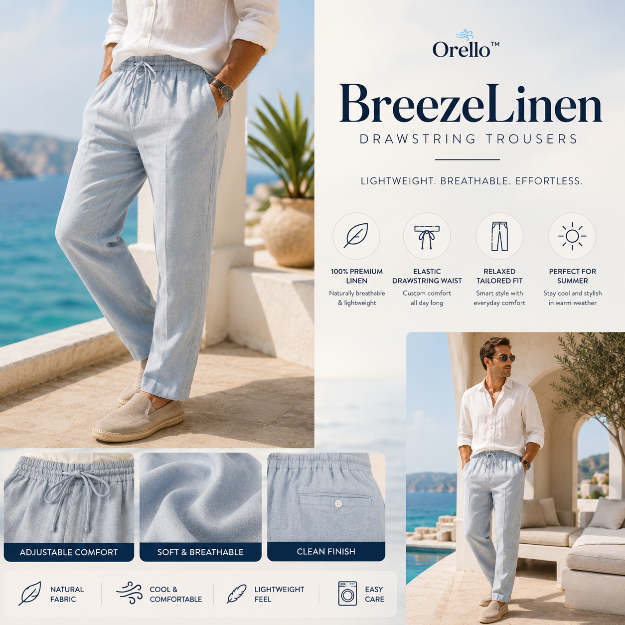 Orello™ BreezeLinen Drawstring Trousers